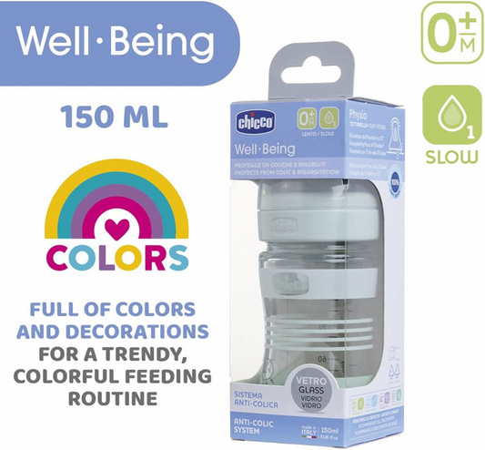 CHICCO butelka Well Being 0m+ 150ml SZKŁO