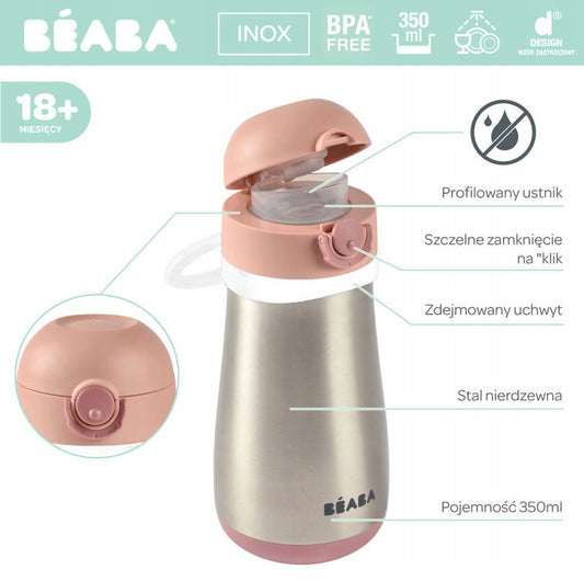 BEABA rozsdamentes acél termosz kulacs 350 ml
