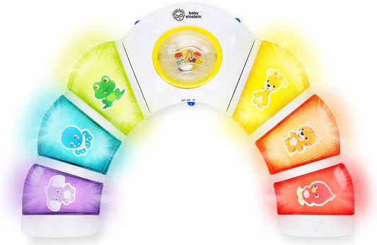 BABY EINSTEIN fényes panel csörgővel, dallamokkal és 3 nyelvű szavakkal