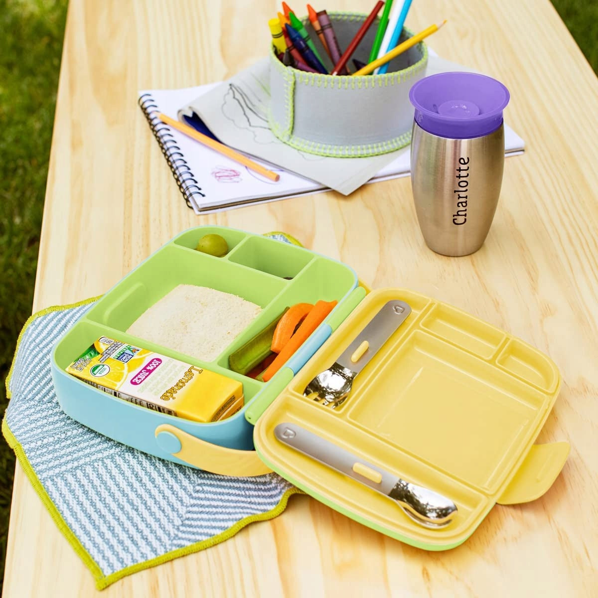 MUNCHKIN Bento Box portapranzo + posate, 5 scomparti