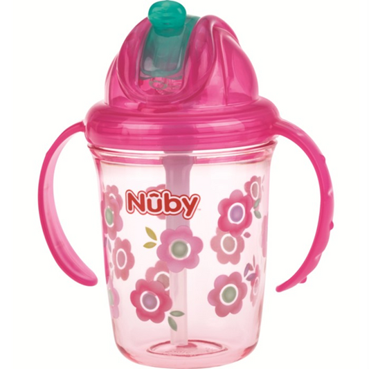 NUBY Flip-it Cup szívószálas csőrös pohár, 12 hónapos kortól, 240 ml