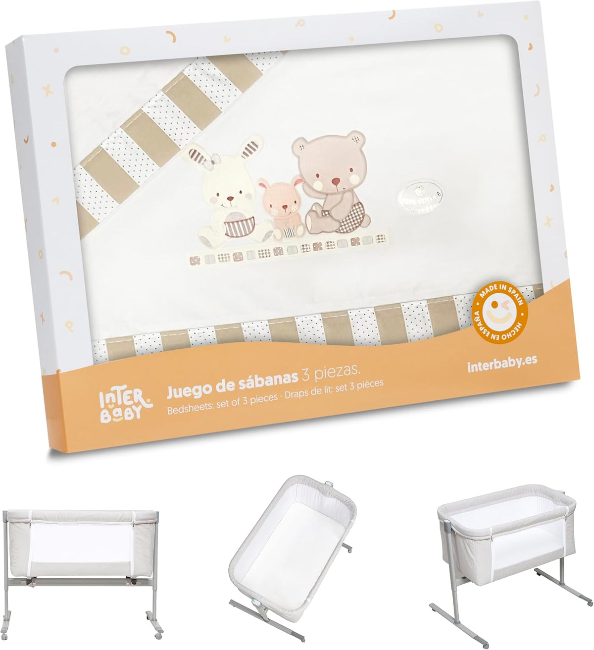 INTERBABY cradle bedding set 110x82 / 50x80 / 50x30