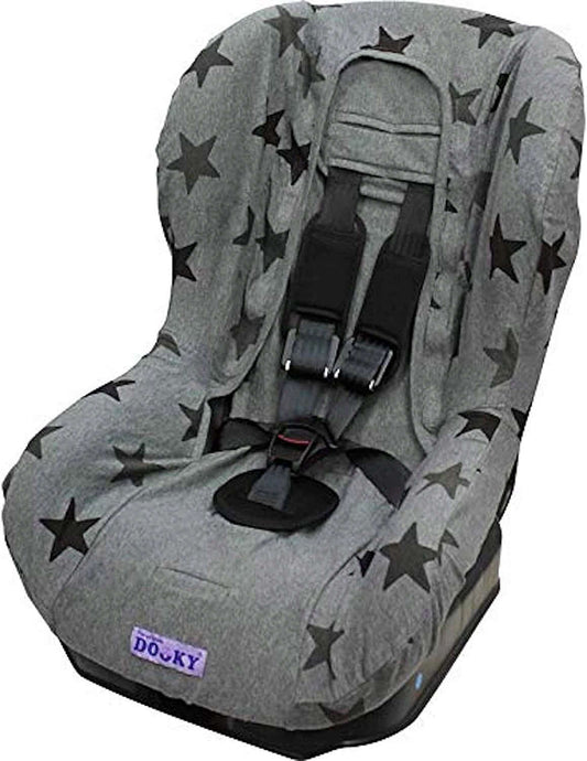 DOOKY SEAT COVER 1 pokrowiec na fotelik UNIWERSALN. Szary pokrowiec w gwiazdki na fotelik grupy 1