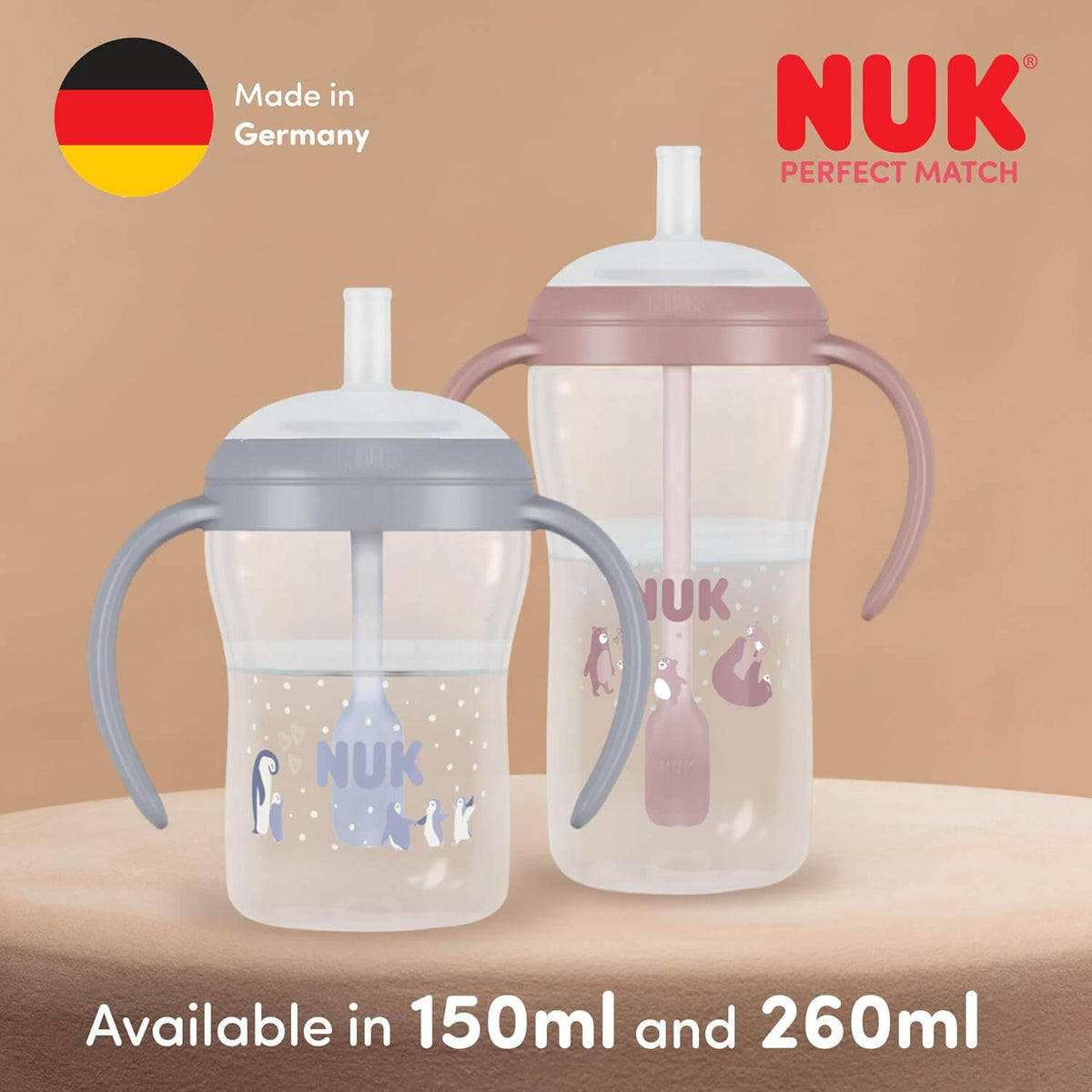 NUK Perfect Match kop med sugerør 260 ml 8m+