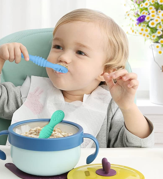 Set di cucchiaini in silicone VICLOON per alimenti solidi, 4 pezzi, 11 cm