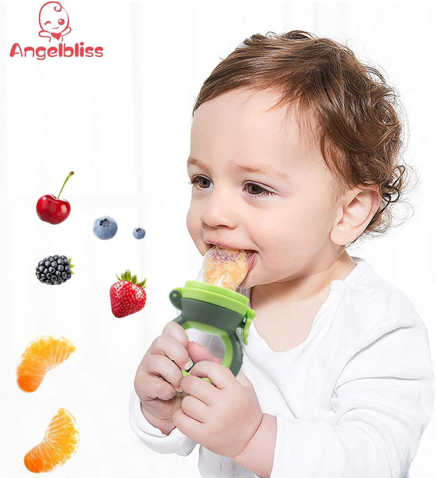 ANGELBLISS massaggiagengive dosatore di frutta per bambini 3-12 mesi 2 pezzi 6 tettarelle