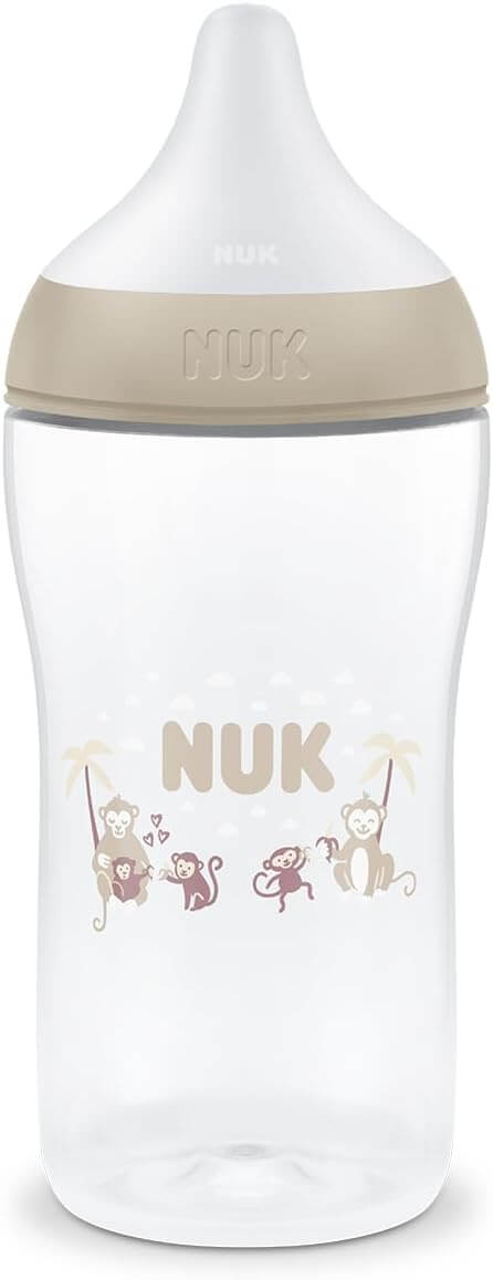 NUK Perfect Match butelka 260 ml 3 m+ smoczek M x2 antykolkowa butelka z nadrukiem i wskaźnikiem temperatury