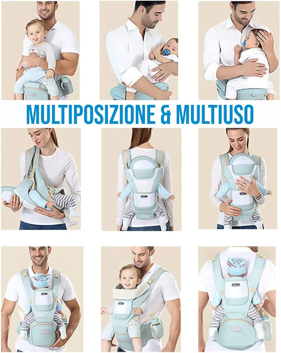 Ergonomische Babytrage mit Hüftgurt 4-in-1