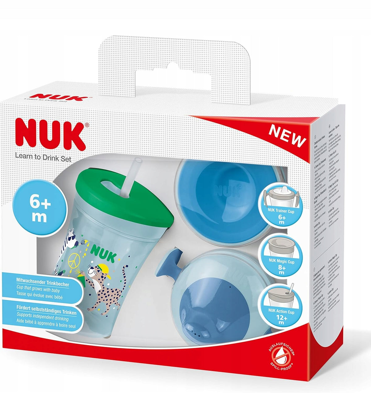 NUK Trinklernset Becher + 3 Aufsätze