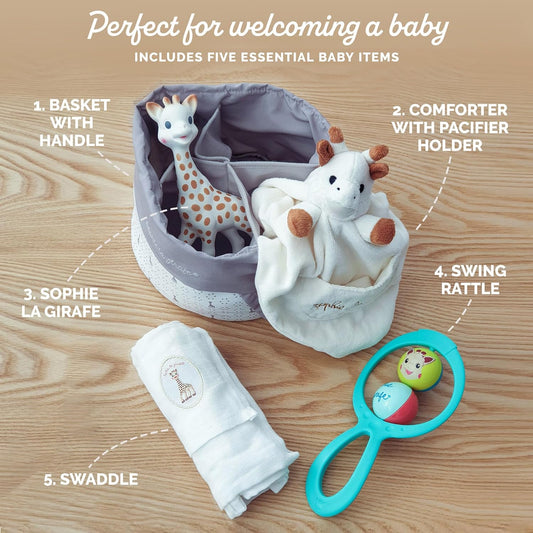 ENSEMBLE POUR BÉBÉ GIRAFE SOPHIE PANIER CADEAU