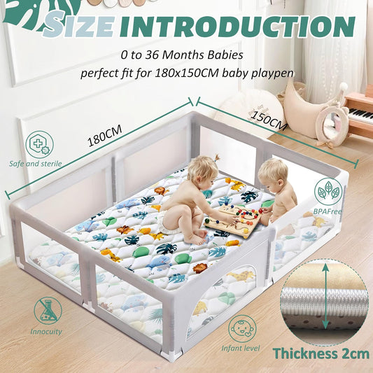 Baby play mat with non-slip underside, 180x150