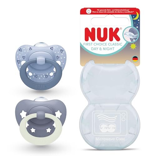 NUK First Choice Classic Day & Night smoczki 0-6m niebieskie 2 szt. – zdjęcie produktu 2