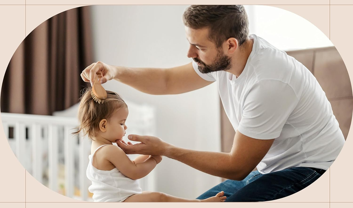 LAMPOX set in legno per la cura della testa del bambino 2 spazzole e pettine