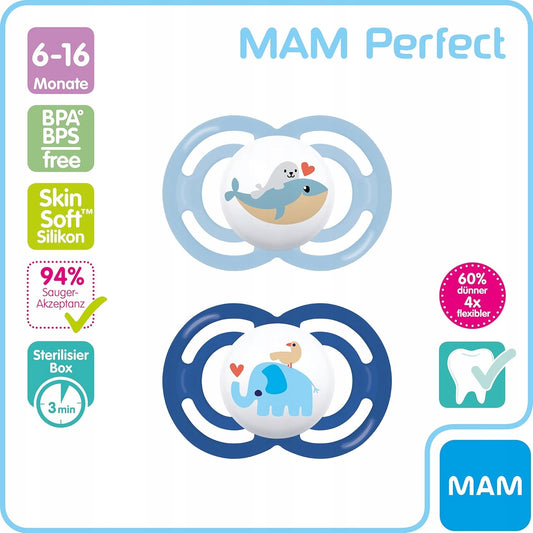 MAM Perfect cumi, 2 db, 6–16 hónapos korig + doboz