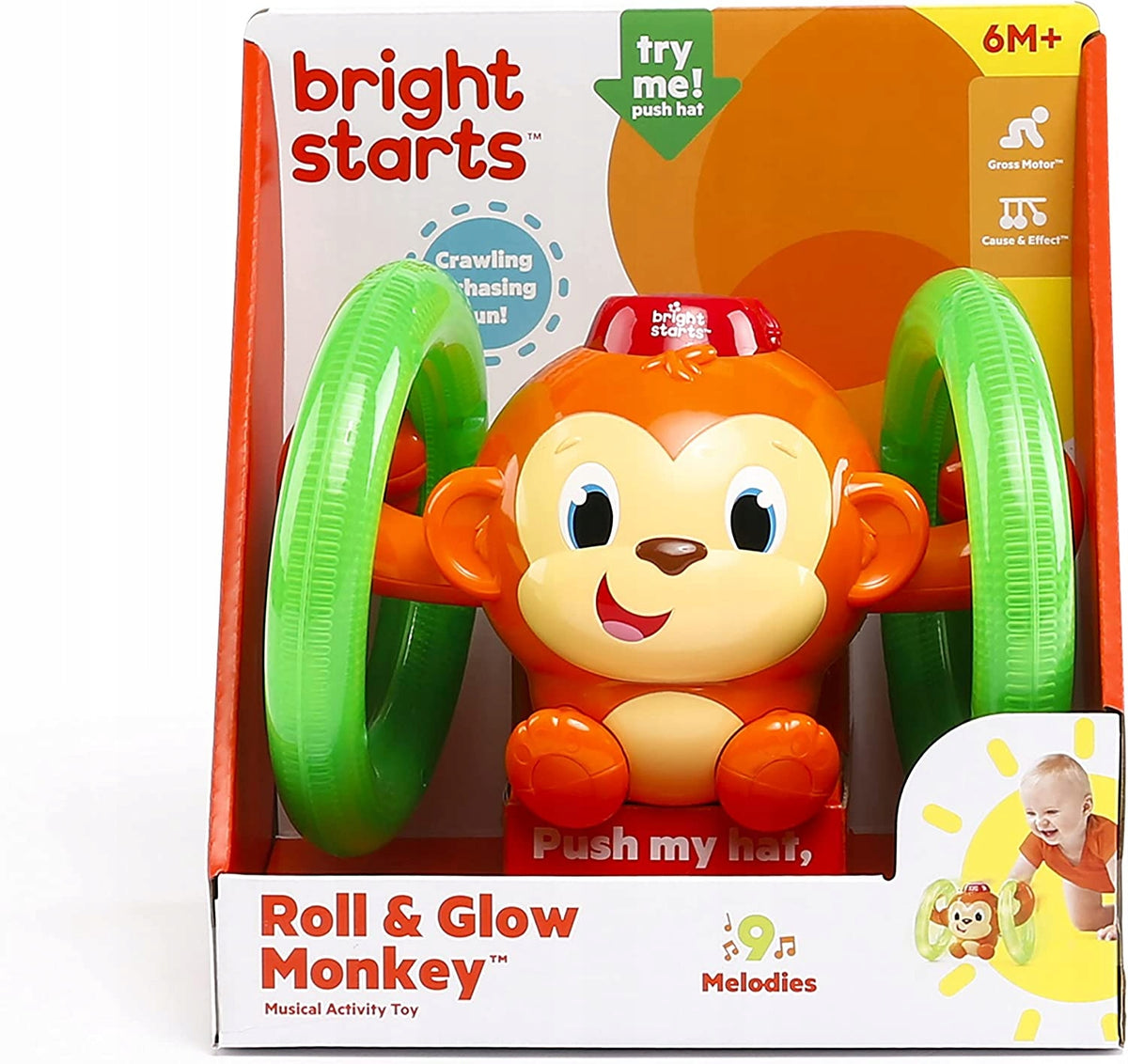 BRIGHT STARTS scimmietta ROLL&GLOW luce suono