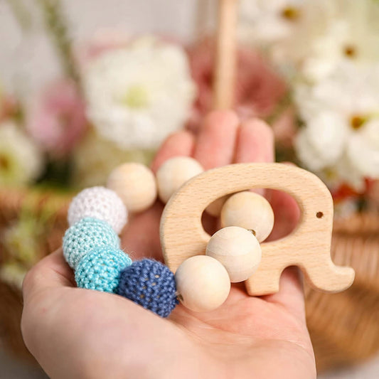 MAMIMAMI houten bijtring en kralen + olifant etui