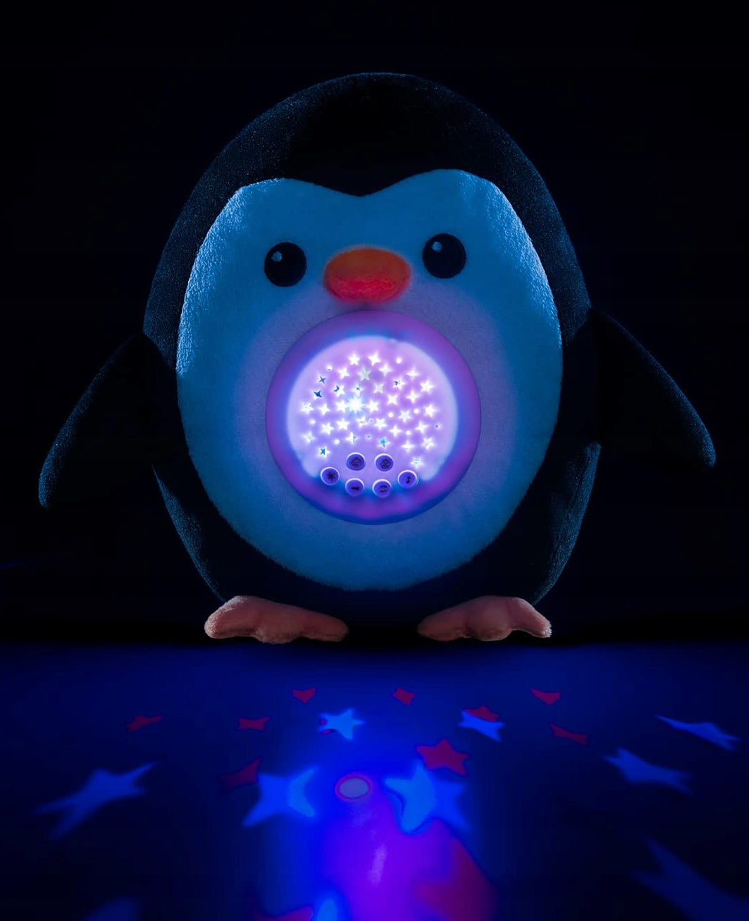 BUBZI Kuscheltier, Sternenhimmel-Projektor, 20 Töne PINGUIN 20 cm