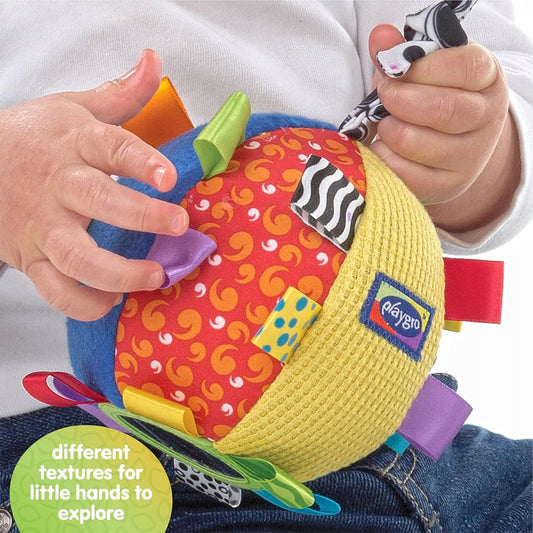 PLAYGRO Loopy Loops senzorická plyšová lopta so zrkadielkom a rolničkou