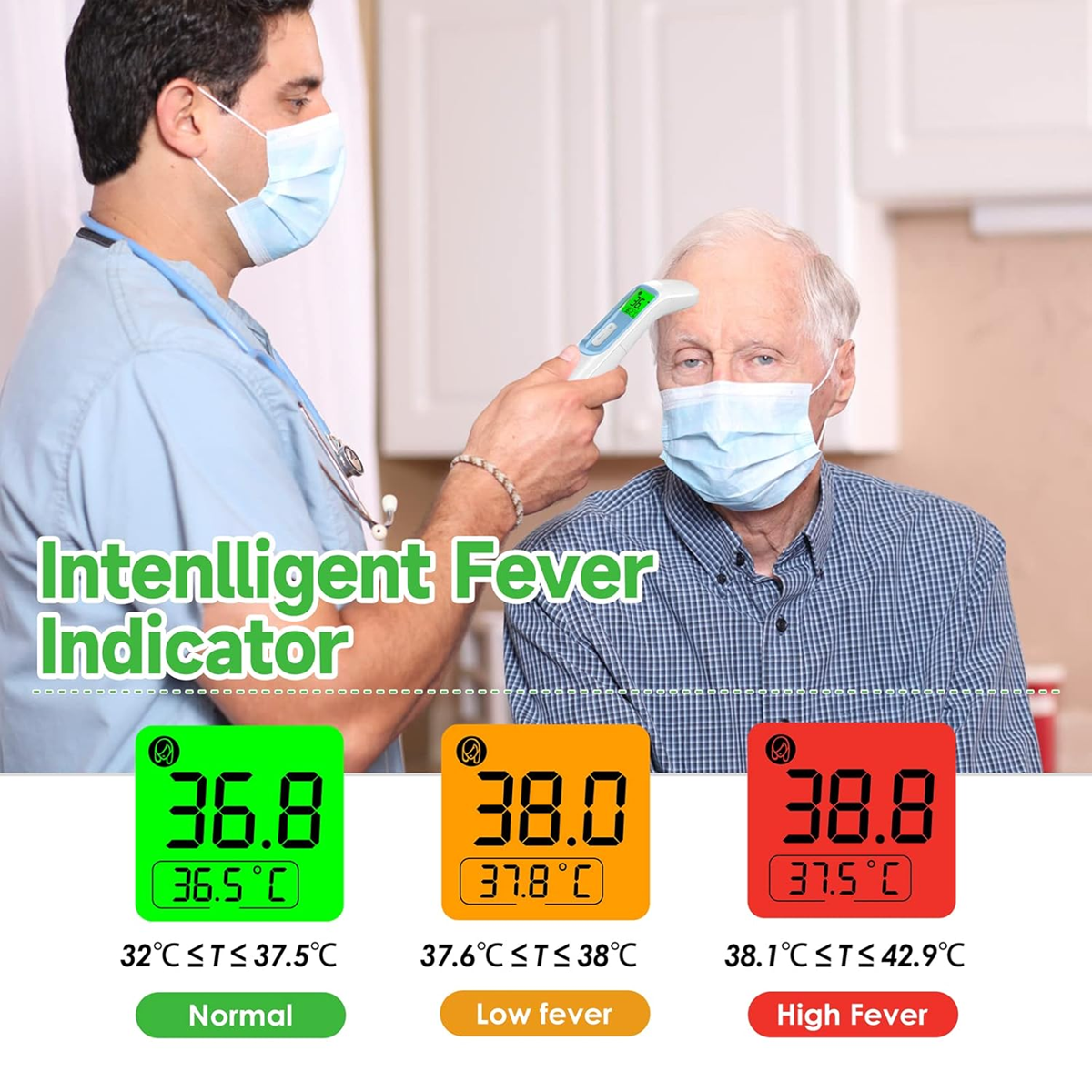 IDOIT érintésmentes infravörös hőmérő HOMLOK FÜL ÉTEL + tok
