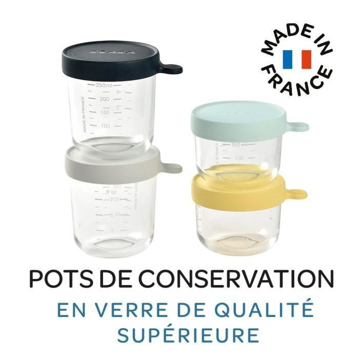 BEABA üveg tároló edény 2 x 150 ml, 2 x 250 ml