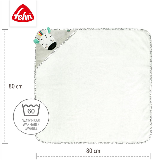 FEHN zebra bath towel with hood
