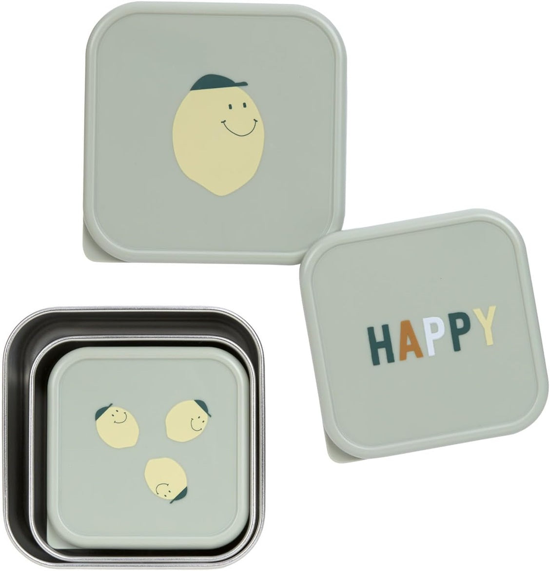 LASSIG Snackbox acél uzsonnás dobozok x3