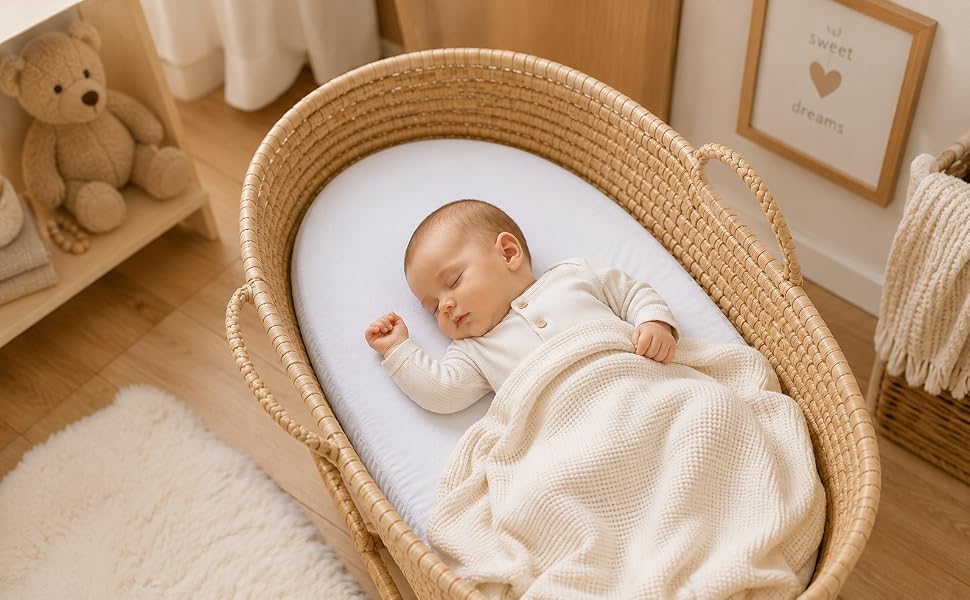BABYPREM cearșaf cu elastic pentru coșulețul Moses 76x28 cm x2
