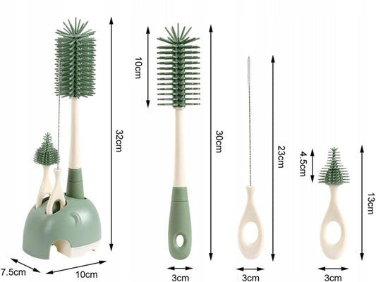 VICLOON 3 az 1-ben szilikon cumisüveg, cumi és szívószál tisztító kefe 32 cm