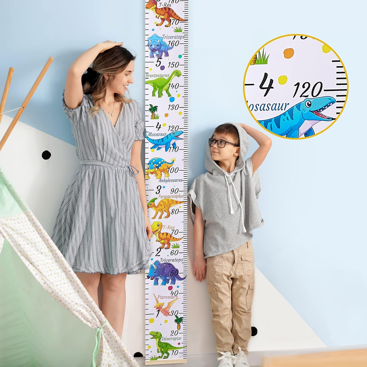 BEINOU toise suspendue 200 cm en toile et bois