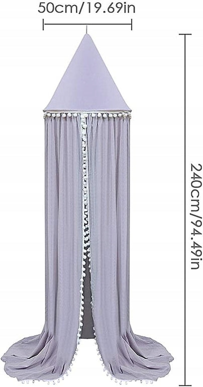 BALDACHIM na stelaż z pomponami 240cm
