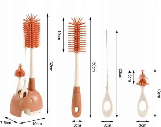 VICLOON 3 az 1-ben szilikon cumisüveg, cumi és szívószál tisztító kefe 32 cm