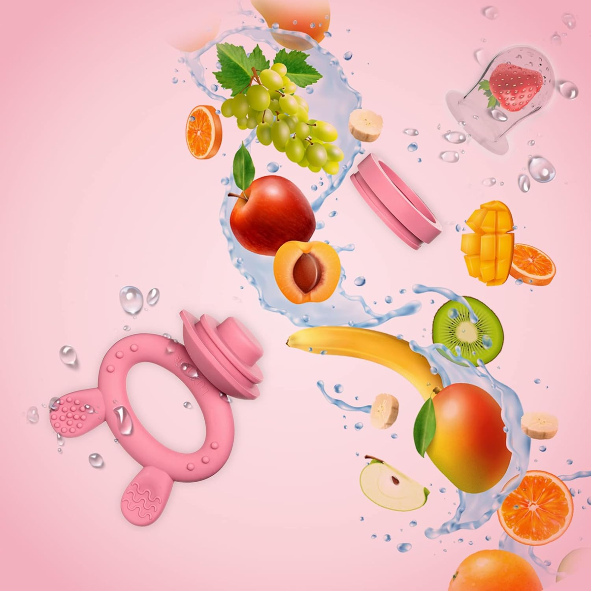 LUXIOR anneau de dentition distributeur de fruits pour enfants 3 embouts 3-24 mois