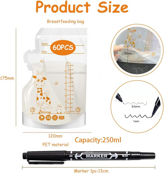 Élelmiszertároló tasakok 60 db 250 ml