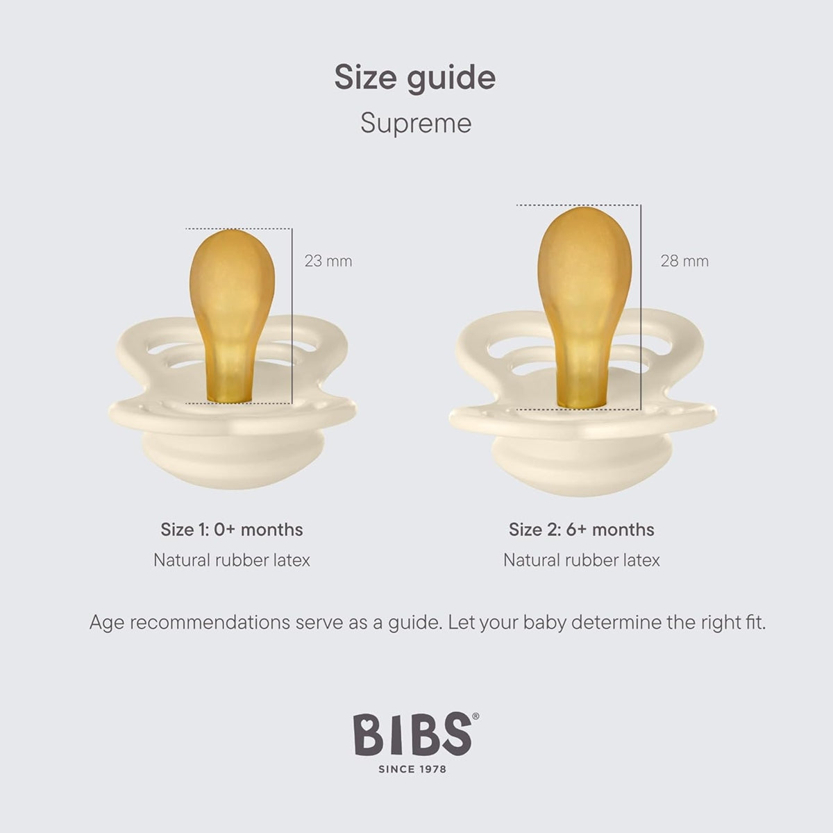 BIBS SUPREME szimmetrikus természetesgumi cumik 0–6 hónapos korig
