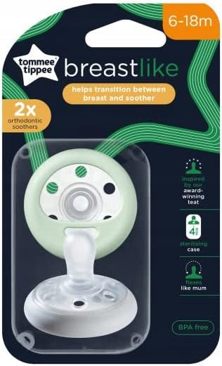 TOMMEE TIPPEE suzetă ortodontică x2 6-18 luni GLOW IN THE DARK