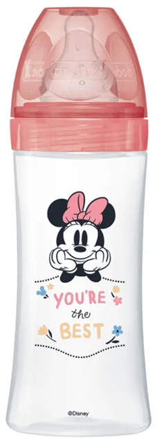 DODIE cumisüveg 330 ml, 3-as gyors folyású cumi, 6 hónap+, DISNEY MINNIE