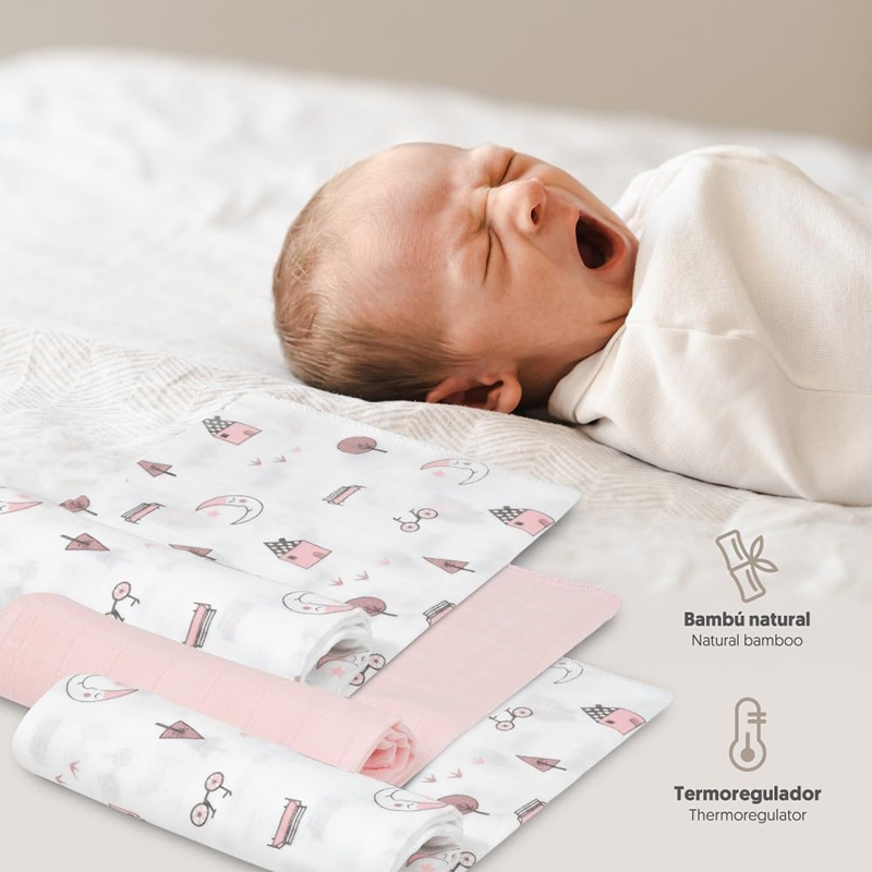 INTERBABY fraldas de musselina x3 bambu algodão 55x70cm