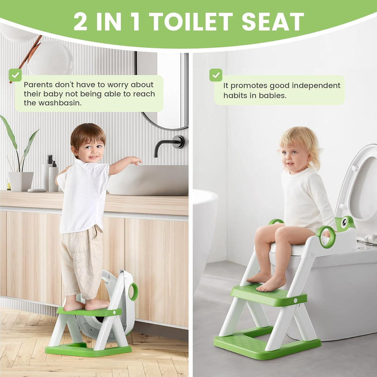 COOSEYA WC-Sitz mit integrierter Leiter 2-in-1 Frosch