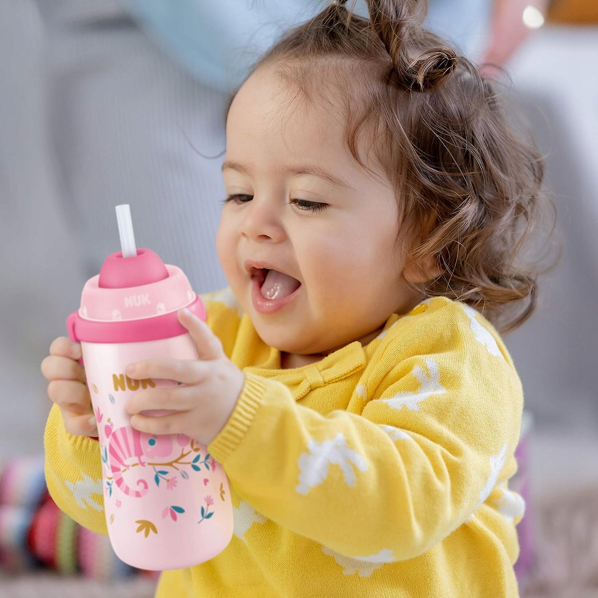 NUK Flexi Cup Trinklernflasche mit Strohhalm, 300 ml