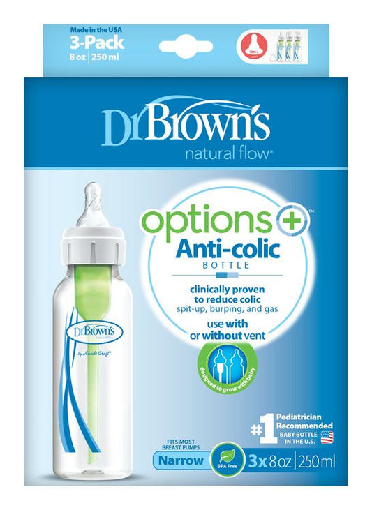 Dr.Brown's antikólikus Options+ keskeny nyakú műanyag cumisüveg 3 x 250 ml