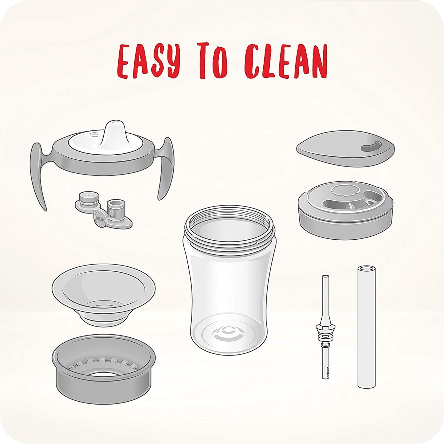 NUK drinking training set, cup + 3 spouts