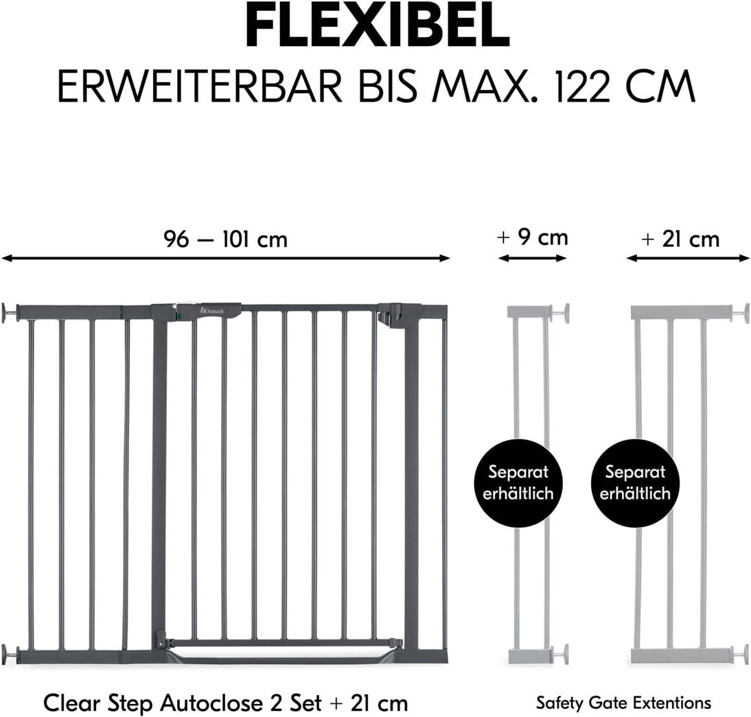 HAUCK Clear Step fúrás nélkül felszerelhető lépcsővédő kapu 96–101 cm