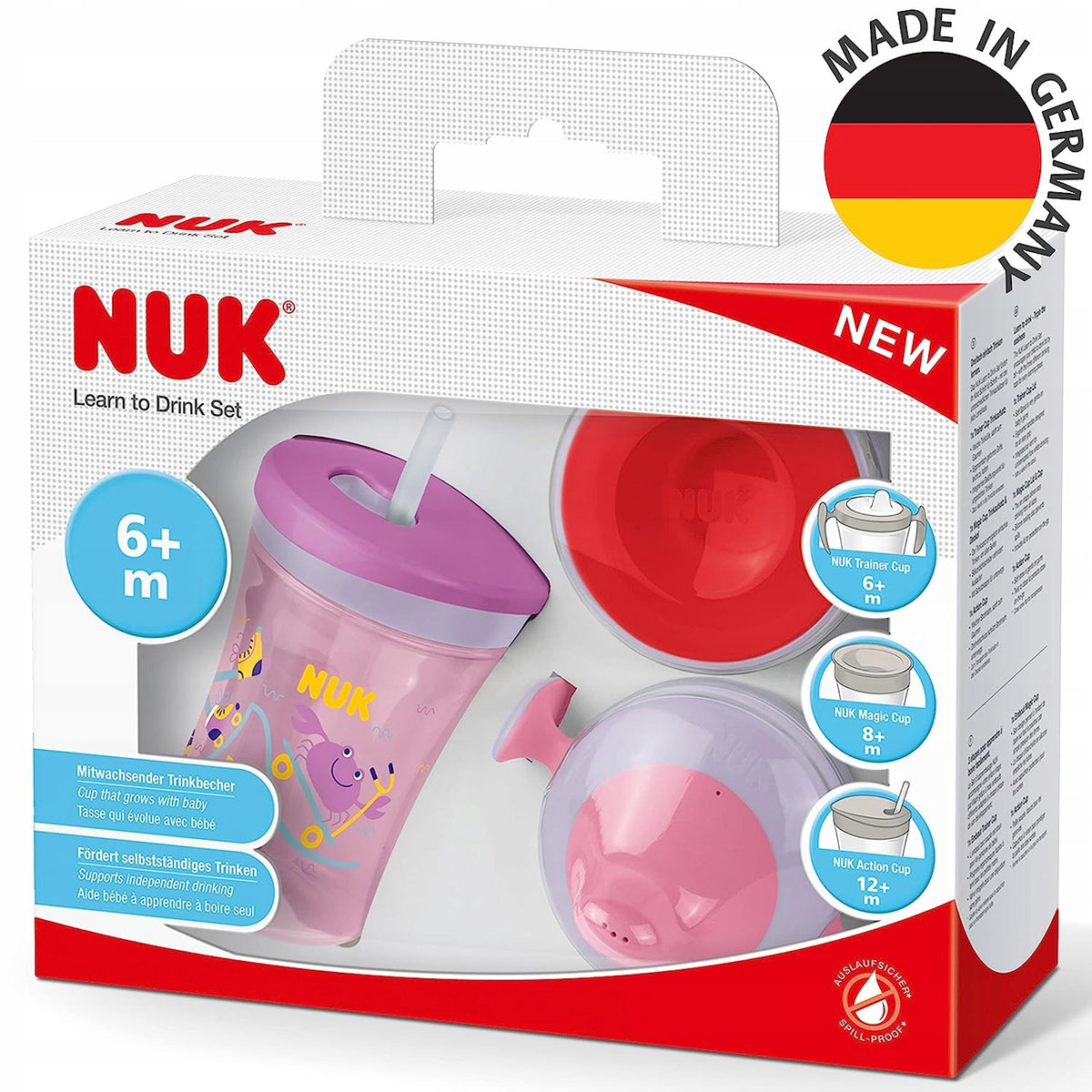 NUK zestaw do nauki picia kubek + 3 ustniki