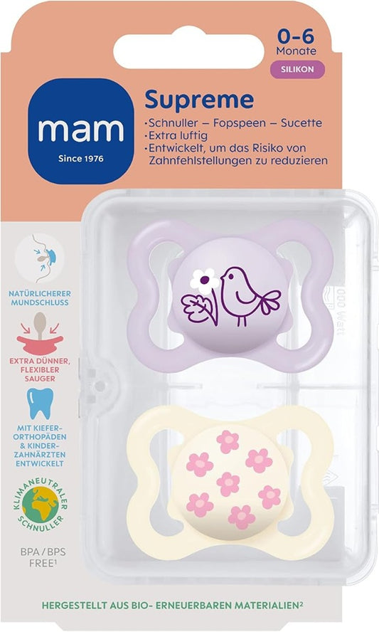 MAM SUPREME succhietto in silicone 0-6 mesi x2