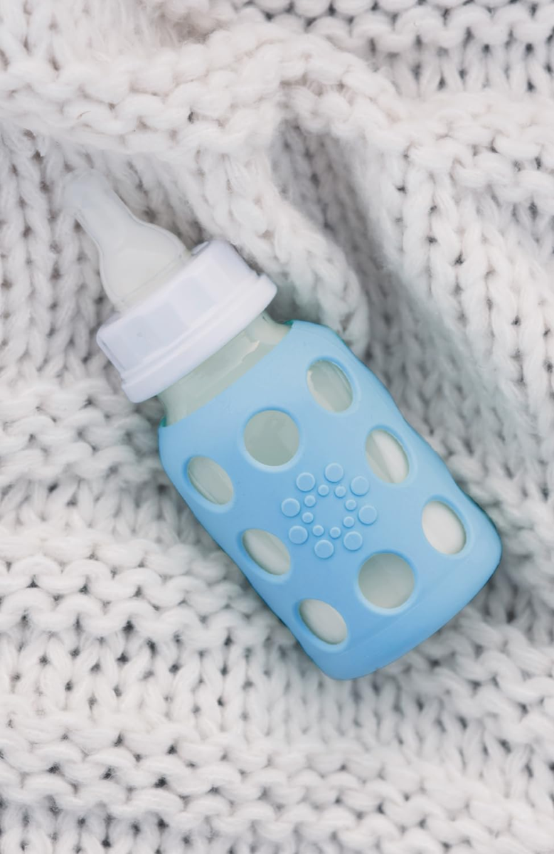 LifeFactory γυάλινο μπουκάλι με θήκη 120 ml 3 μηνών+ θηλή 1