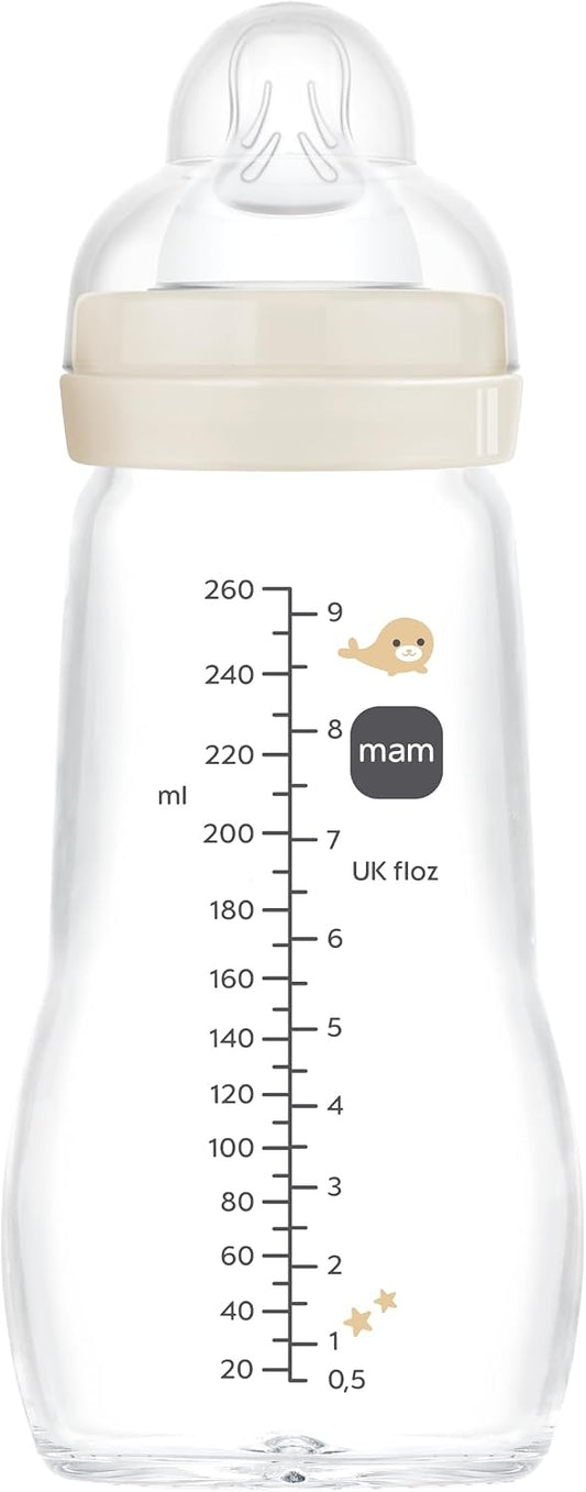 MAM Feel Good glass bottle 260 ml 2 m+ teat 2 SEA CREATURES
