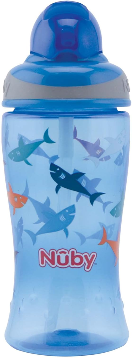 NUBY Flip-it Cup tazza antigoccia con cannuccia 12 m+ 360 ml SQUALI