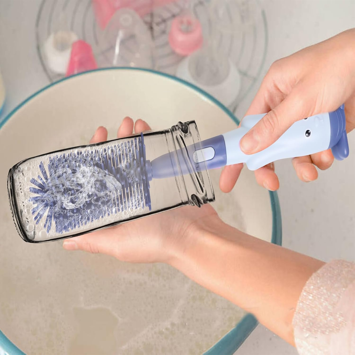 ABIRDON 3 in 1 spazzole in silicone per la pulizia di biberon, tettarelle e cannucce 28cm