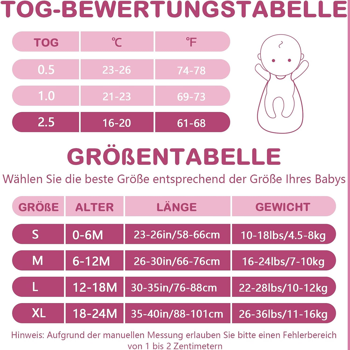 MOSEBEARS Schlafsack 2,5TOG 0-6 Monate S