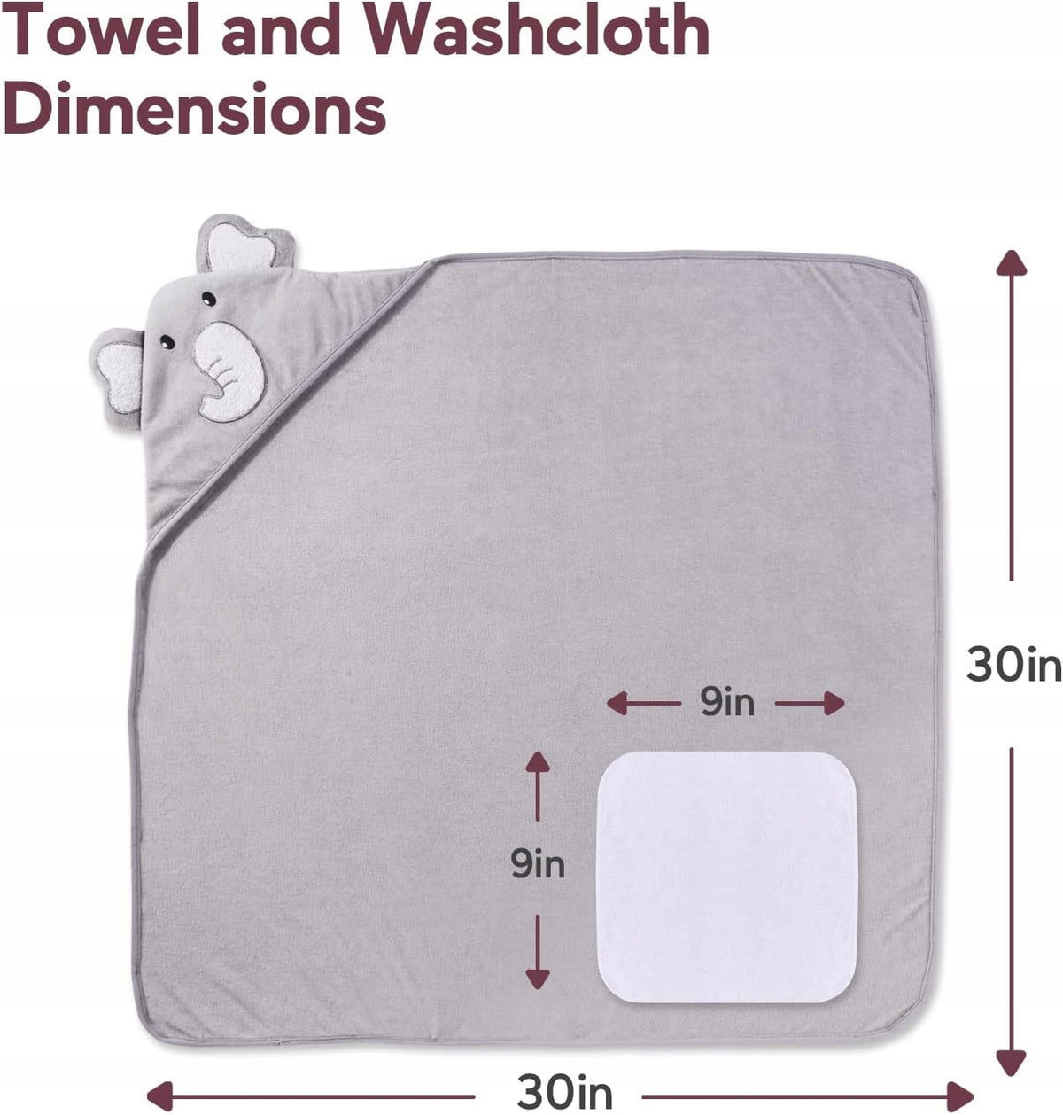 MOMCOZY kapucnis törölköző 2 db 76 x 76 +6 24 x 24 mosdó kendő